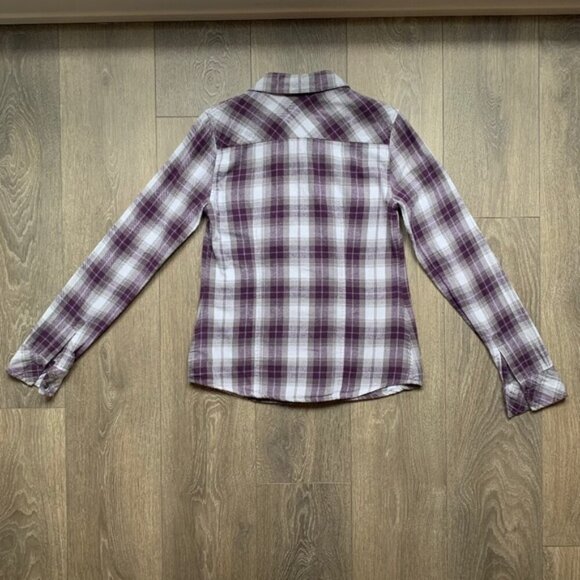 TNA Aritzia Women's Button Down Shirt Plaid Flannel Shirt Classic Purple Size S - Picture 14 of 16